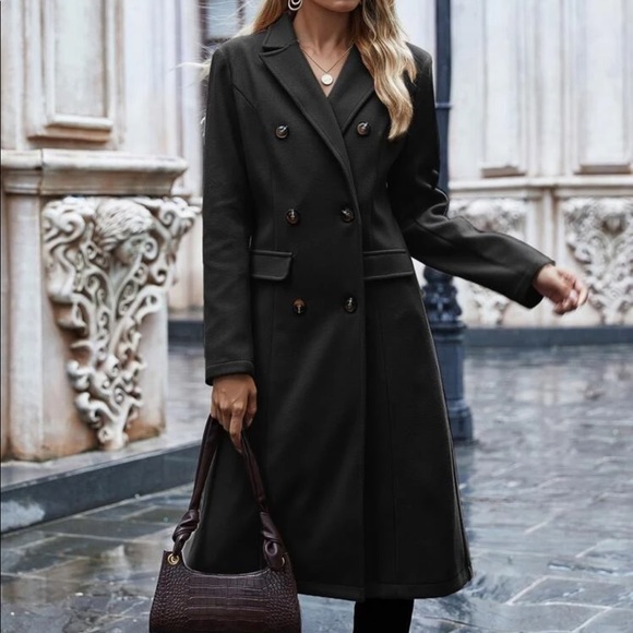 ❄️ Camel pea Trench Coat Double Breasted Winter - Picture 5 of 7